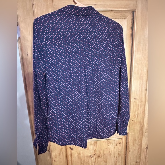 BeachLunchLounge Collection Navy Blue w/Red Hearts Button Down Size Large - Picture 2 of 10